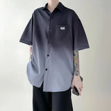 Riolio  New Summer Tie-dyed Gradient Short-sleeved Shirt Men Loose Trendy Casual Five-part Cardigan