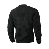 Riolio  Men's Quilted Crew Neck Sweatshirt Casual Long Sleeve Textured Pullover For Daily Wear