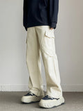 Riolio 100％ Cotton Men's Cargo Casual Pants Baggy Straight Elastic Waist Comfortable Trousers Fashion Streetwear Hip Hop Male Trousers