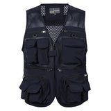 Riolio  Men's Vest Tactical Webbed Gear Coat Summer Photographer Waistcoat Tool Many Pocket Mesh Work Sleeveless Jacket Male