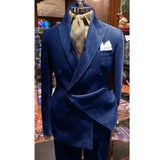 Riolio  New Men's Corduroy Grass Green Suit Two-piece Solid Color Business Casual Suit Suit Pant Sets Blazers Man Suite Costumes Elegant