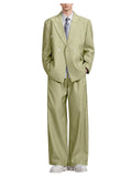 Riolio  Men's Pinstripe 2-Piece Suit Set Double Breasted Blazer Loose Wide Leg Pants Oversized Formal Business Tuxedo Wedding Prom Party