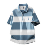 Riolio  Versatile Top Summer Polo Shirt Fashion Stripes Trendy Fit Stylish Comfortable High-Quality Daily Soft Lightweight Men's T-Shirt