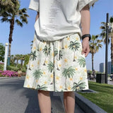 Riolio  Summer Men Casual Thin Loose Printed Versatile Pocket Five-point Pants