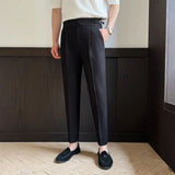 Riolio  Men's High-waisted Trousers Autumn Winter New Style Trousers Casual Pants Fashionable Handsome Slim Straight Suit Pants