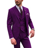 Riolio  Purple XS-6XL Luxury Men Suit 3 Piece Blazer Vest Pant Elegant Wedding Party Groom Best Man Tuxedo Men Suits