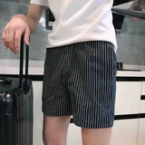 Riolio  Men's Running Shorts Stretch Outdoor Casual Fashion Black Stripe Thin Slim Fit Wearing Big Pants Outside Sports Beach Shorts