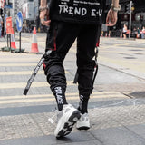 Riolio  Men's Tide Dark Streetwear Hip Hop Cargo Pants Casual Ribbon Overalls Pockets Safari Style Punk Tactical Fashion New