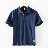 Riolio  Short-sleeve Linen Casual and Breathable Men's Shirt Versatile Summer Polo Shirt