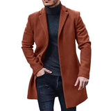 Riolio Winter New Men Woolen Coat Casual Fashion Lapel Single Breasted Youth Style Coat Men's Mid-length Slim Long Sleeve Woolen Jacket