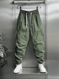 Riolio  Summer Fashion New Men Breathable Casual Trousers Loose Tying Feet Versatile Simple Solid Color Harem Pants