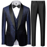 Riolio Coat Vest Pants 3 Piece Suit Set Luxury Groom Wedding Dress Party High End Waistcoat Slim Fit Lapel Blazer Jacket Men Trousers