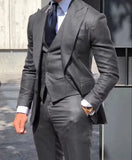 Riolio  Fashion Men Leisure Boutique Business Suits Solid Color Wedding Suit Formal Groom Tuxedos 3 Pcs Set Dress Blazer Vest Trousers