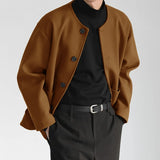Riolio  Double-Sided Casual Jacket Design-Sense Collarless Loose Fitted Wool Coat
