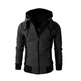 Riolio Winter Men's Zipper Hoodies Jackets Personality Jacket Casual Sport Fleece Double Zip Coats Fashion Male Outwear Sportswear