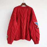 Riolio Embroidery Patchwork High Street Thick Knit V-Neck Women's Cardigan Sweater Single Breasted Cardigan For Women Clothing Winter