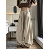 Riolio  Japanese Style Wide Leg Pants Men Elastic Waist Loose Baggy Trousers Breathable Spring Summer for Daily Streetwear