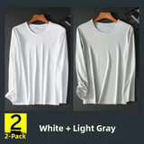 Riolio Men's Summer Lightweight Breathable Long Sve Casual Sun Protection Clothing Qui Dry round Ne T-irt for Youth Daily Use