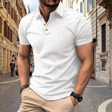 Riolio  Summer Solid Pullover Polo Shirts Men Short Sleeve Turn-down Collar Formal Polos Male Business Casual Comfortable Retro Tops