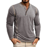 Riolio  Spring Autumn Long Sleeve T Shirt Men Henry Collar Casual Mens T-Shirts High Quality Male Fashion Patchwork Pullover Tees Tops