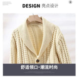 Riolio Korean Version Retro Hand-woven Twisted Twisted Sweater Men's Spring Autumn Thickened Sweater Lapel Cardigan Trendy Jacket Chic