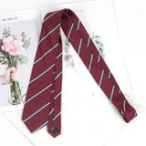 Riolio  Burgundy Luxury 7CM Ties for Women Mens Fashion Necktie Stripes Groom Neck Tie Wedding Party College Style Tie JK Accessories
