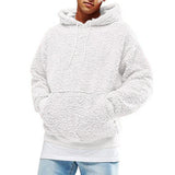 Riolio Autumn Winter Men's Sherpa Hoodie Fuzzy Pullover Winter Hoodie Polar Fleece Solid Color Hooded Long Sleeves Pullover Sweatshirt