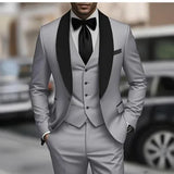 Riolio  Formal Elegant Man's Suit Peak Lapel 3-Piece Blazer Vest And Pants Tuxedo Suits for Men for Wedding Dress Evening Party