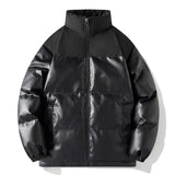 Riolio Men's Clothing Winter New Parkas Windbreaker Fashion Thermal Thick Coats Mens Brand PU Leather Splicing Warm Jackets Outwear