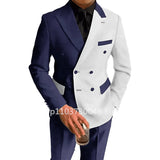 Riolio Fashion Style Wedding Men Suits Slim Fit Peak Lapel Blazer Pants 2 Piece Formal Business Groom Wear Tuxedos Costume Homme