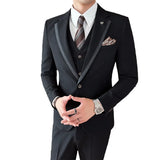 Riolio  Men's Tailored Three-Piece Suit Casual Contrast Color Business Formal Korean Style Wedding Dress Suit Set Fashionable Clothing