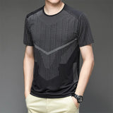 Riolio  new Summer Fashion Ice Silk Pure Cotton Quick Drying Round Neck Short Sleeve Versatile Fitness Sports Leisure Men's T-shirt