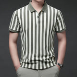 Riolio  European Slim-fit Striped Men's Polo Shirt T-shirt with Collar New Casual Summer Short-sleeve Top T-shirt