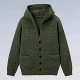 Riolio  Winter Men's Hooded Cardigan Japanese Retro Loose Button-down Knitted Sweater Coats Premium Quality Long Sleeve Pocket Hoodies
