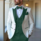 Riolio  3 Pieces Jacket with Vest Pant Wedding Suits for Men Single Breasted Peak Lapel Groom Tuxedo Male Fashion Suits