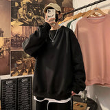 Riolio Mens Harajuku Sweatshirts Men's Autumn Pullovers Korean Solid Color Men Casual Hoodie O Neck Basic Tops Hip Hop Streetwear