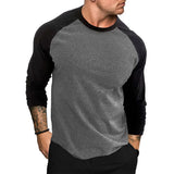 Riolio New Casual Fashion Long Sleeves T Shirt Men Spring Autumn Patchwork Gym Clothing Fitness T-shirt Sports Raglan Sleeves Tshirt