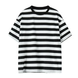 Riolio  Summer Men's Striped T-Shirts Short Sleeve Casual O-Neck Tshirt Male Fashion Sports Tops Loose Tees Streetwear T Shirt Plus Size