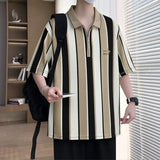 Riolio  Versatile Top Summer Polo Shirt Fashion Stripes Trendy Fit Stylish Comfortable High-Quality Daily Soft Lightweight Men's T-Shirt