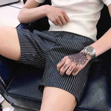 Riolio  Men's Running Shorts Stretch Outdoor Casual Fashion Black Stripe Thin Slim Fit Wearing Big Pants Outside Sports Beach Shorts