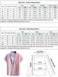 Riolio Multicolored Striped Shirts for Men Button-Up Short Sleeve Turn-down Collar Shirt Summer Streetwear Casual Tops