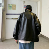 Riolio  Black Faux Leather Jacket Men Autumn Mens Hip Hop Jacket PU Leather Male Oversize Streetwear Korean Trend Jackets Coats