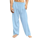 Riolio  New Men's Cotton Linen Loose Pants Male Summer Casual Solid Color Pants trousers Plus Size S-3XL