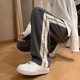 Riolio  High Street Casual Color Matching Straight Cylinder Sports Pants Man Classic Korean Loose All-match Printing Male Trousers