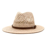 Riolio  New Hand-Woven Jazz Straw Hat Spring Summer Hollow Fedora Panama Cap Men Women Outdoor Sun Protection Hat Sombrero Hombre