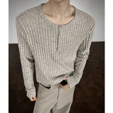 Riolio  Autumn Long Sleeved T-shirt Men Fashion Beige Round Neck T-shirt Men Streetwear Korean Loose Casual T Shirt Mens Top M-3XL