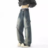 Riolio  Autumn Hip Hop High Street Men and Women Trendy Personality Straight Tube Washed Jeans Couple Loose Retro Casual Pants Harajuku