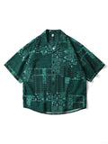 Riolio  Spring and Summer New Men's Short Sleeved Floral Shirt Cardigan Hawaii Style Loose Men's Short Sleeved Shirt