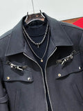 Riolio 2025 Autumn Metal Strap Design Jacket Korean Streetwear Men's Loose Handsome High Street High-end Versatile Workwear Jacket