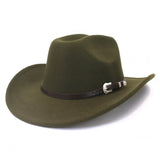 Riolio  Vintage Western Cowboy Hat with Black Belt Men's Felt Fedora Hat Women Jazz Cowgirl Cap Cloche Church Sombrero Hombre Caps